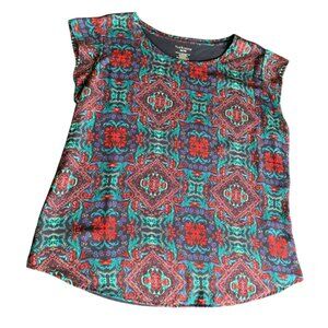 Van Heusen Womens Short Sleeve Multicolor Floral Print Top Size XLarge